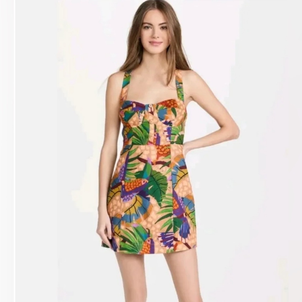 House of Harlow Linen toucan dress. Size L.